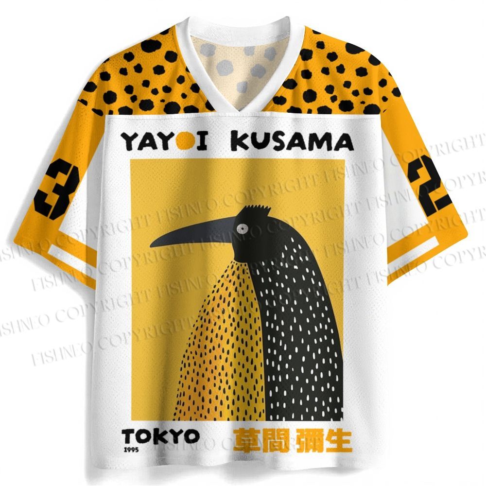 Half-Split Dot Bird Printed Jersey Shirts
