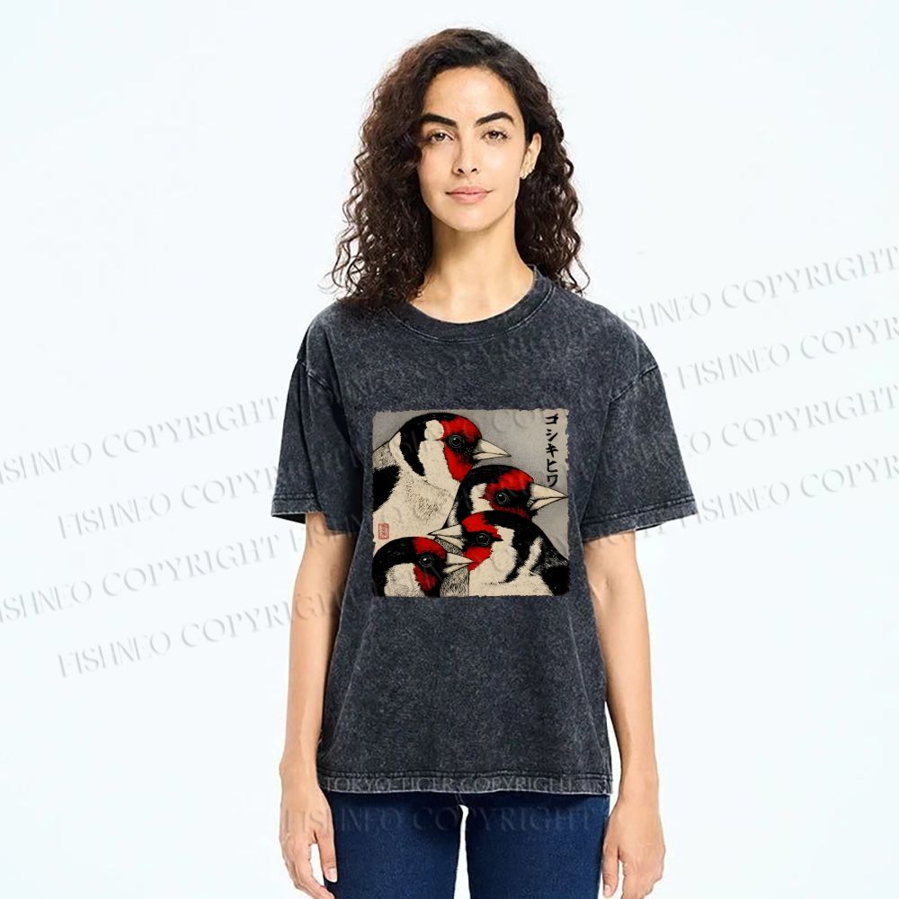 Unisex Goldfinch Printed Washed Tee