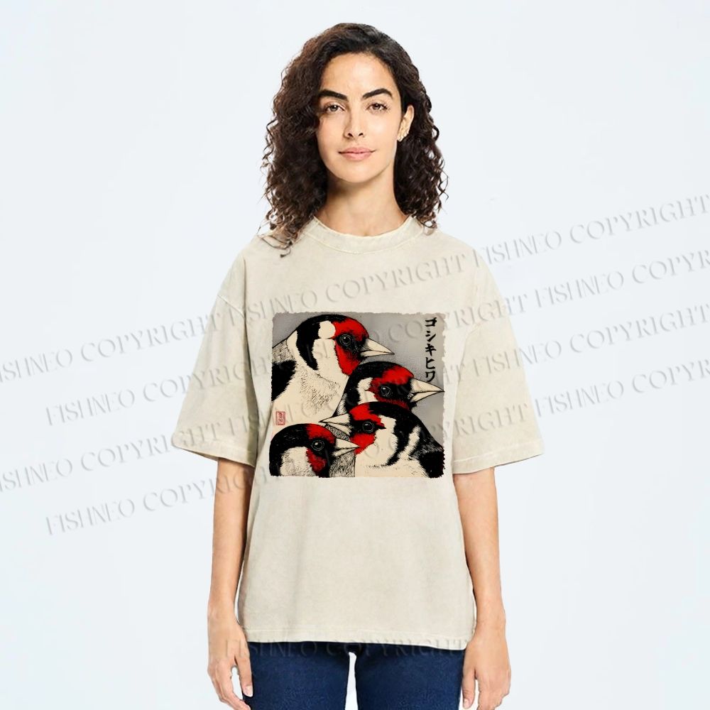 Unisex Goldfinch Printed Washed Tee