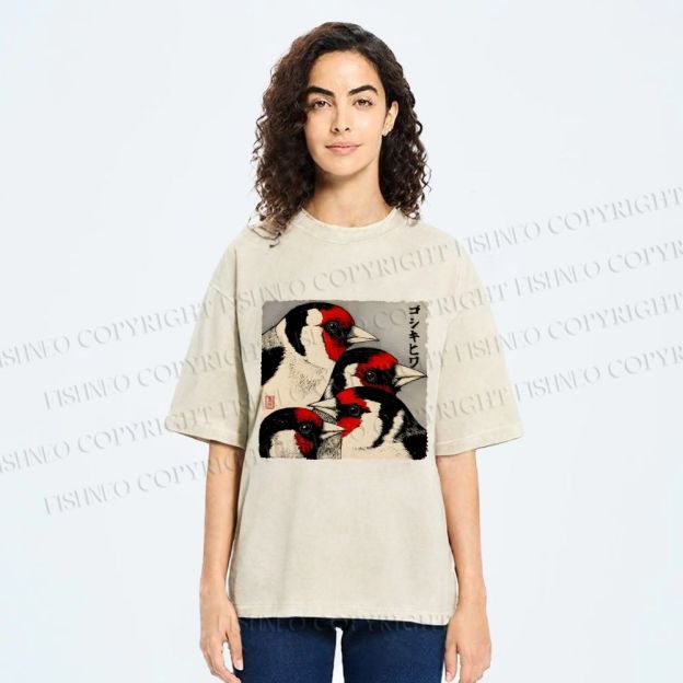 Unisex Goldfinch Printed Washed Tee