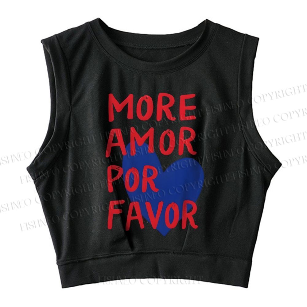 More Amor Por Favor Printed Sleeveless Crop Tops