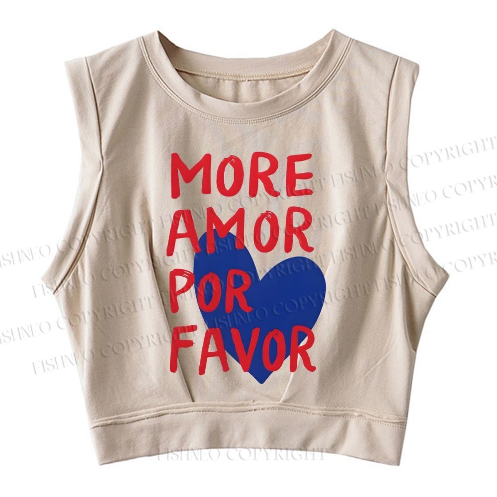 More Amor Por Favor Printed Sleeveless Crop Tops