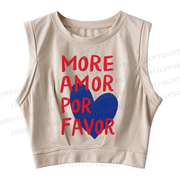 More Amor Por Favor Printed Sleeveless Crop Tops