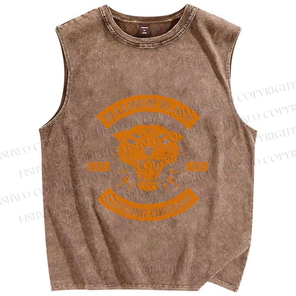 Unisex Lighting Panther Printed Washed Tank Top