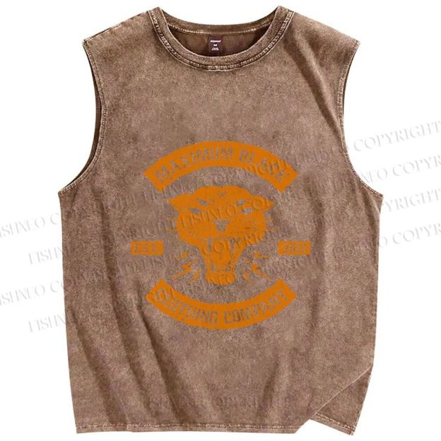 Unisex Lighting Panther Printed Washed Tank Top