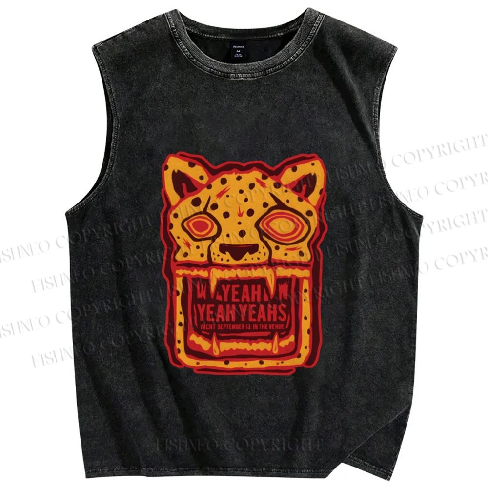 Unisex Panther in Magma Printed Washed Tank Top