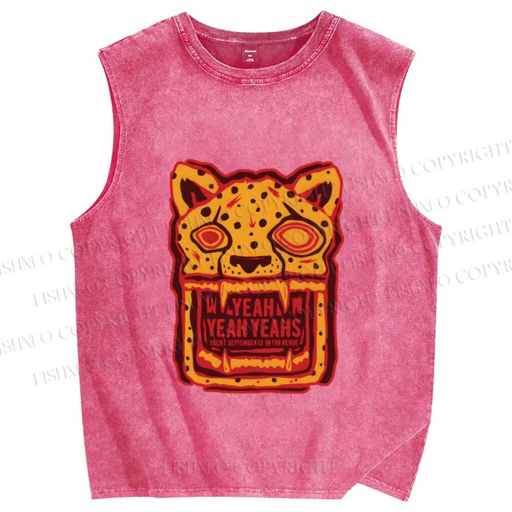 Unisex Panther in Magma Printed Washed Tank Top