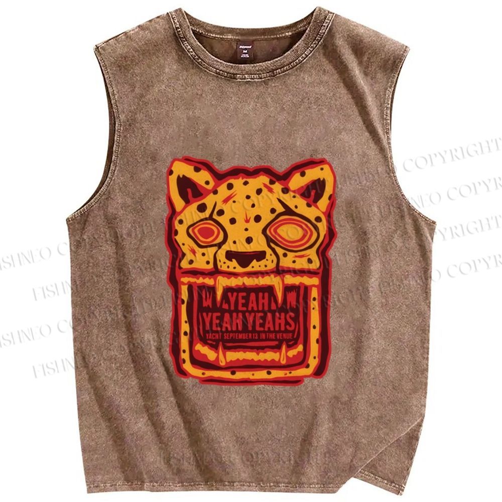 Unisex Panther in Magma Printed Washed Tank Top
