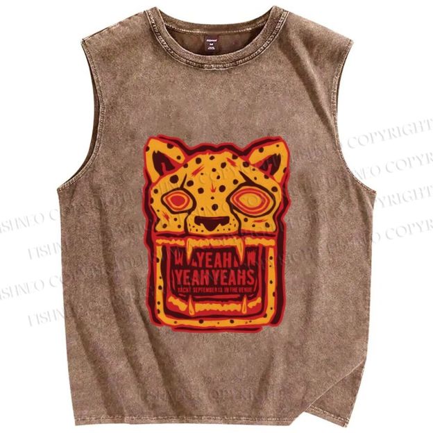 Unisex Panther in Magma Printed Washed Tank Top