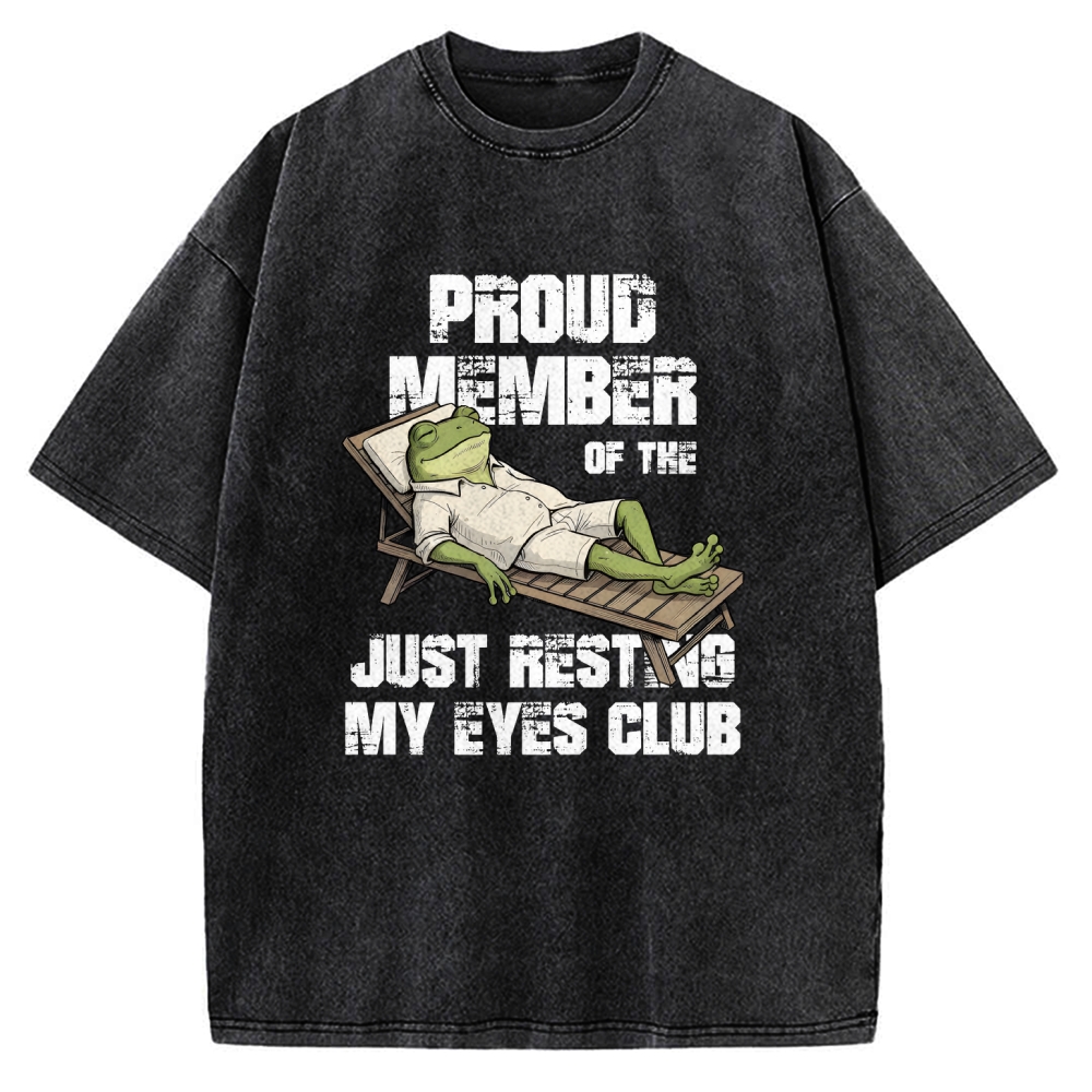 Unisex Just Resting My Eyes -Funny Fathers Day Printed Washed Tee