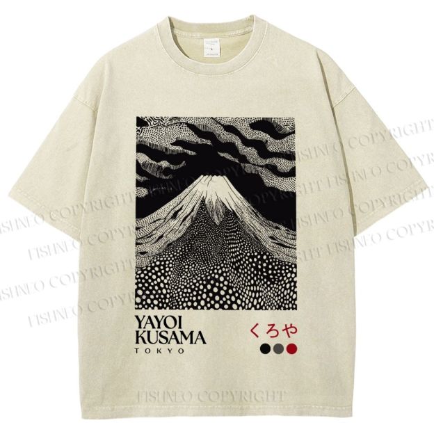 Unisex Yayoi Kusama Mount Fuji Printed Washed Tee