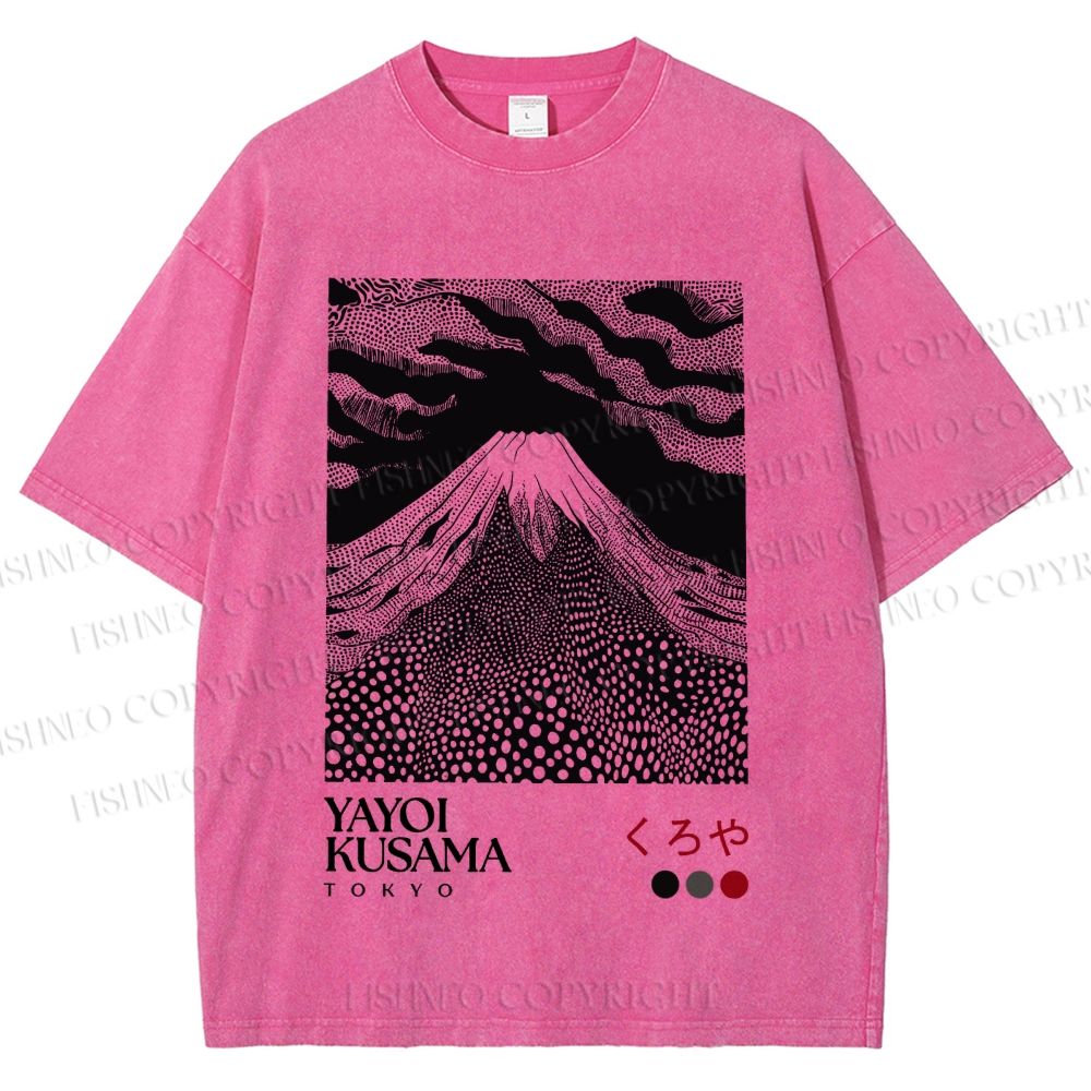 Unisex Yayoi Kusama Mount Fuji Printed Washed Tee