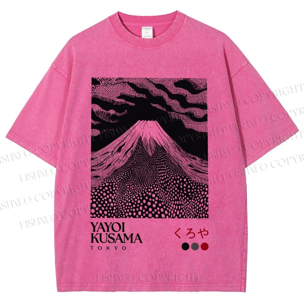 Unisex Yayoi Kusama Mount Fuji Printed Washed Tee
