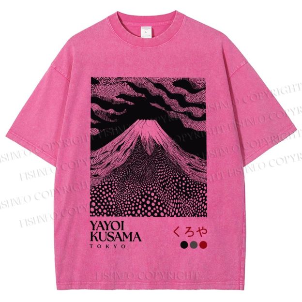 Unisex Yayoi Kusama Mount Fuji Printed Washed Tee