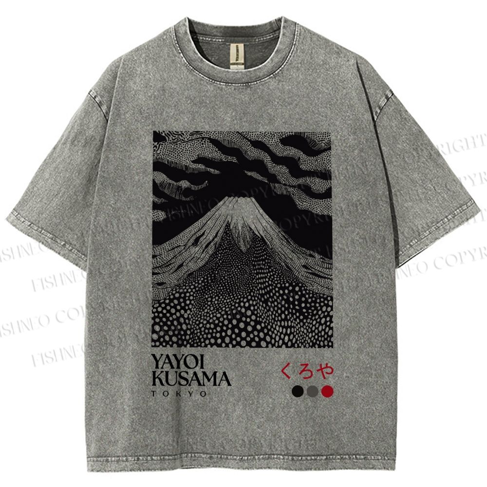 Unisex Yayoi Kusama Mount Fuji Printed Washed Tee