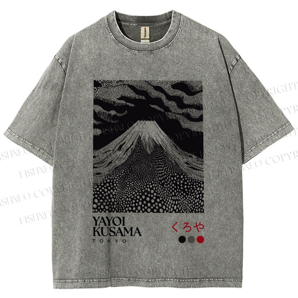 Unisex Yayoi Kusama Mount Fuji Printed Washed Tee