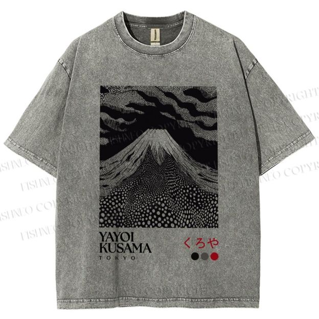 Unisex Yayoi Kusama Mount Fuji Printed Washed Tee