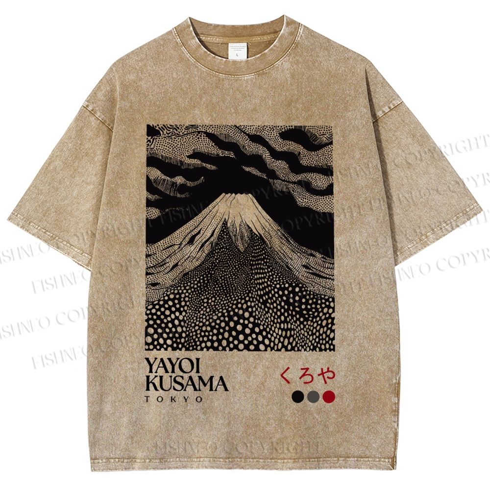 Unisex Yayoi Kusama Mount Fuji Printed Washed Tee