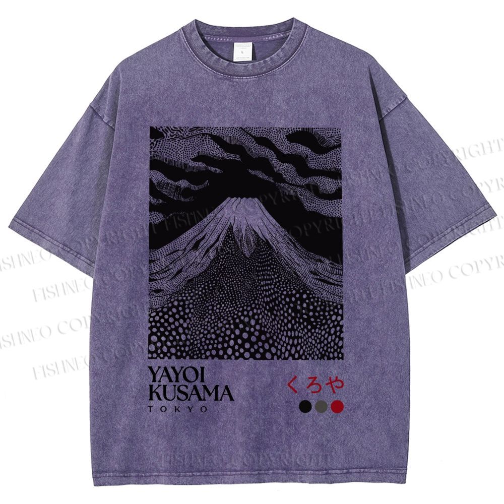 Unisex Yayoi Kusama Mount Fuji Printed Washed Tee