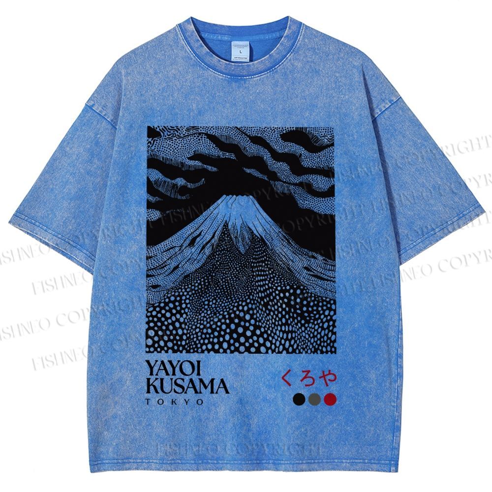 Unisex Yayoi Kusama Mount Fuji Printed Washed Tee
