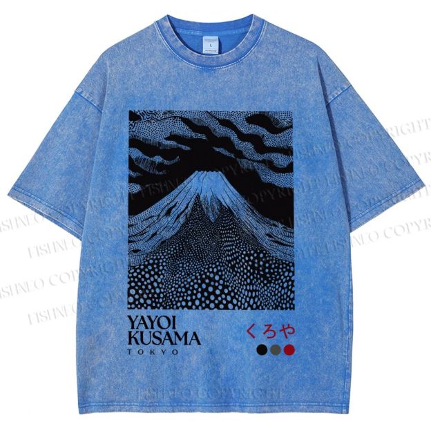 Unisex Yayoi Kusama Mount Fuji Printed Washed Tee