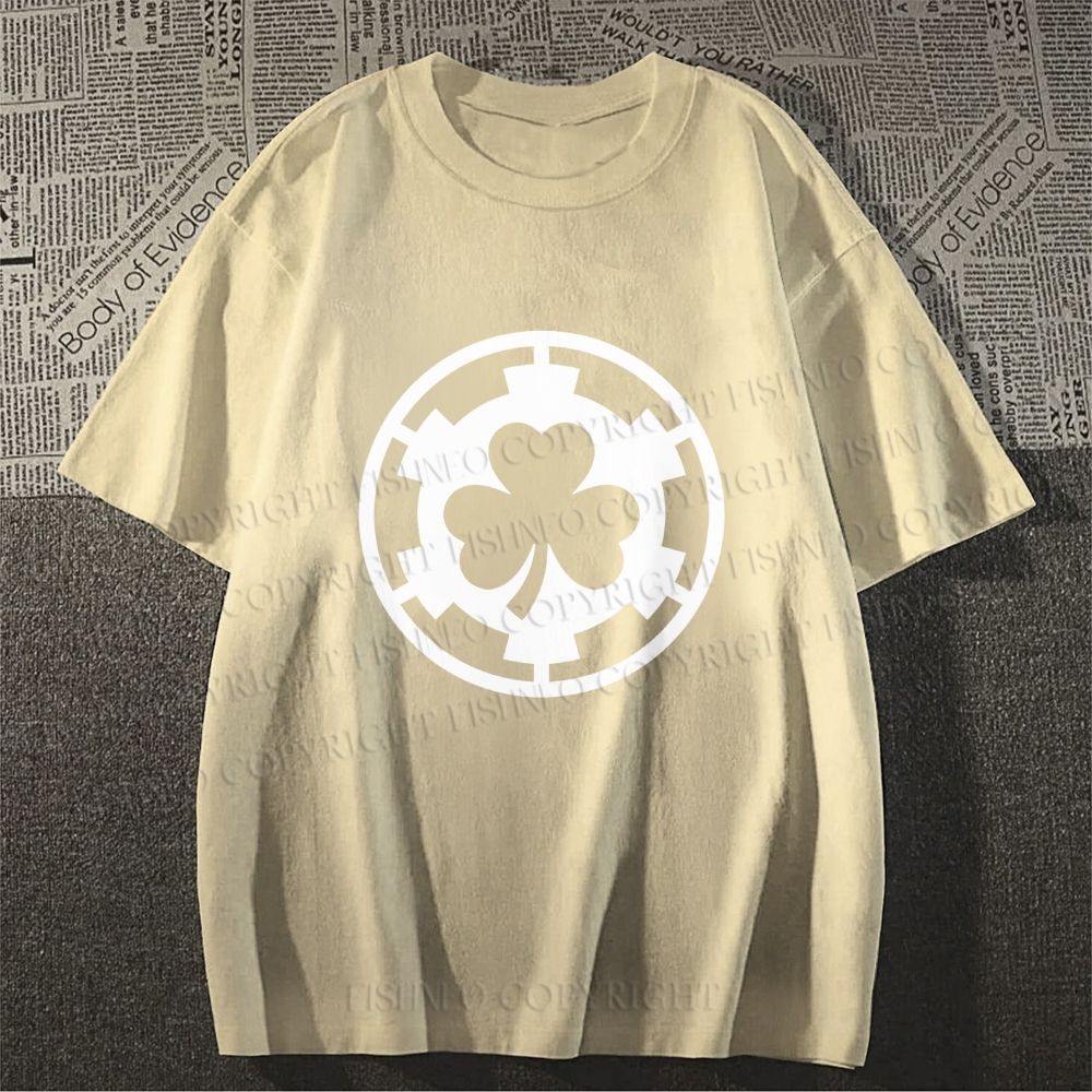 Unisex Classic Cotton Four-Leaf Clover Printed T-shirt