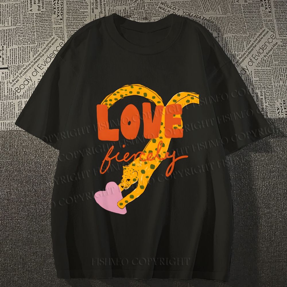 Unisex Classic Cotton Funny Panther in Love Printed T-shirt