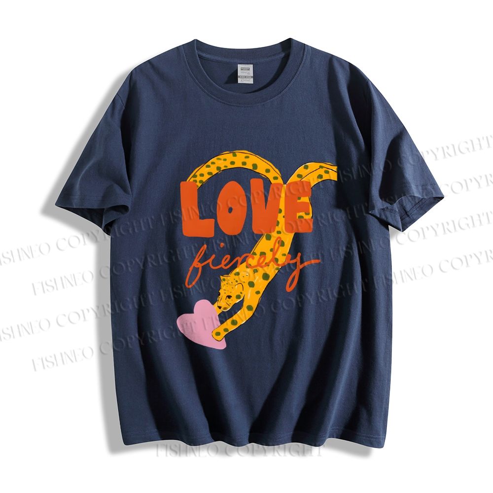 Unisex Classic Cotton Funny Panther in Love Printed T-shirt