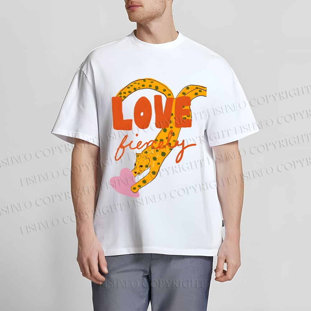 Unisex Classic Cotton Funny Panther in Love Printed T-shirt