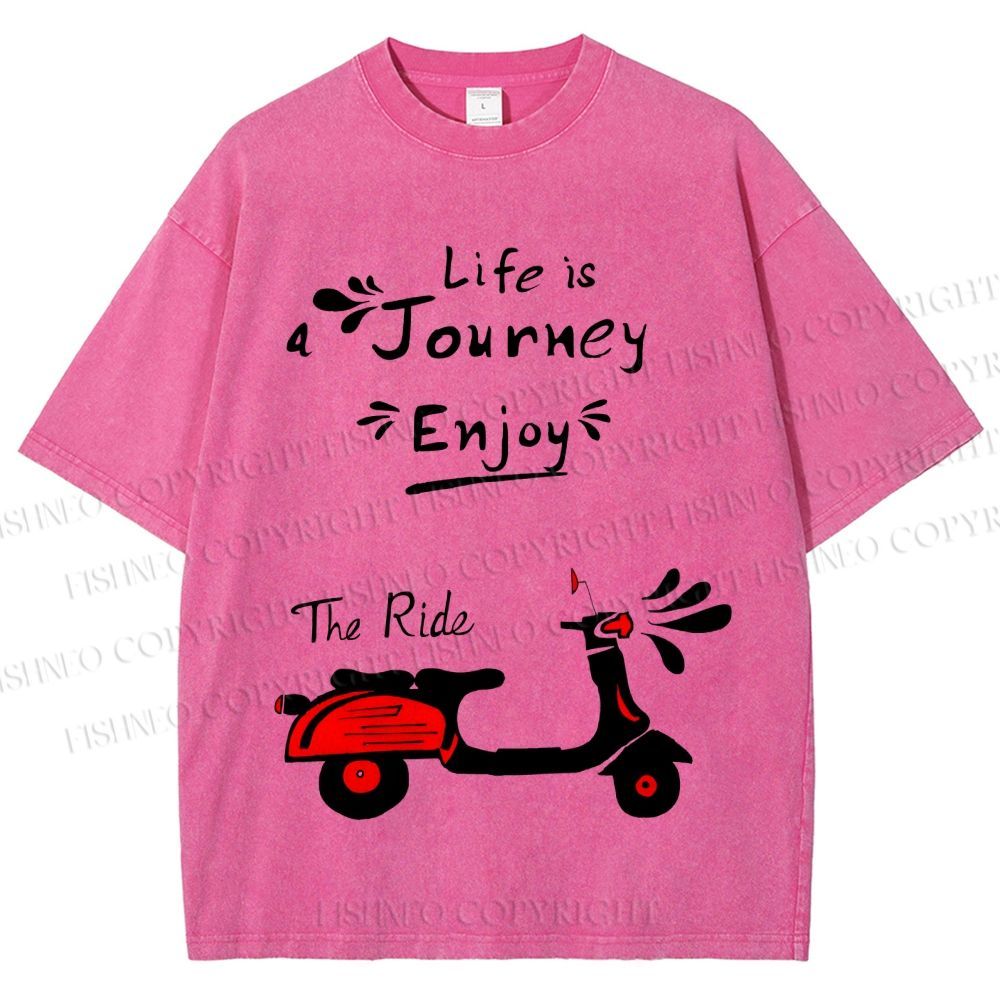 Unisex Life Is A Journey Enjoy The Ride Motorcycles Printed Washed Tee