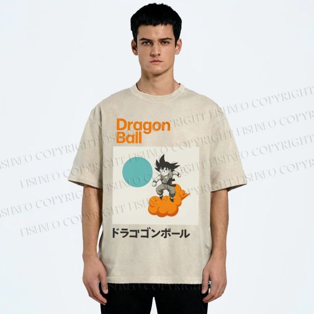 Unisex Dragon Ball Goku Printed Washed Tee