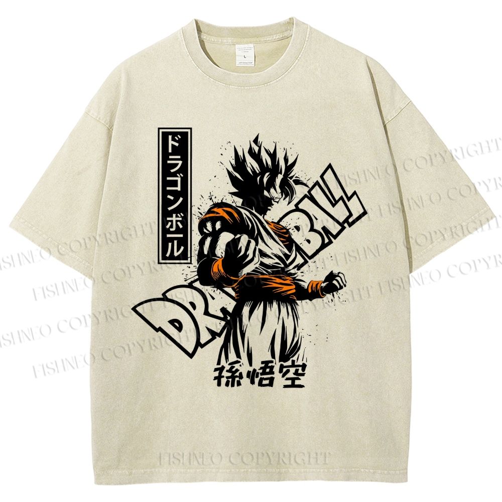 Unisex Dragon Ball Goku Printed Washed Tee