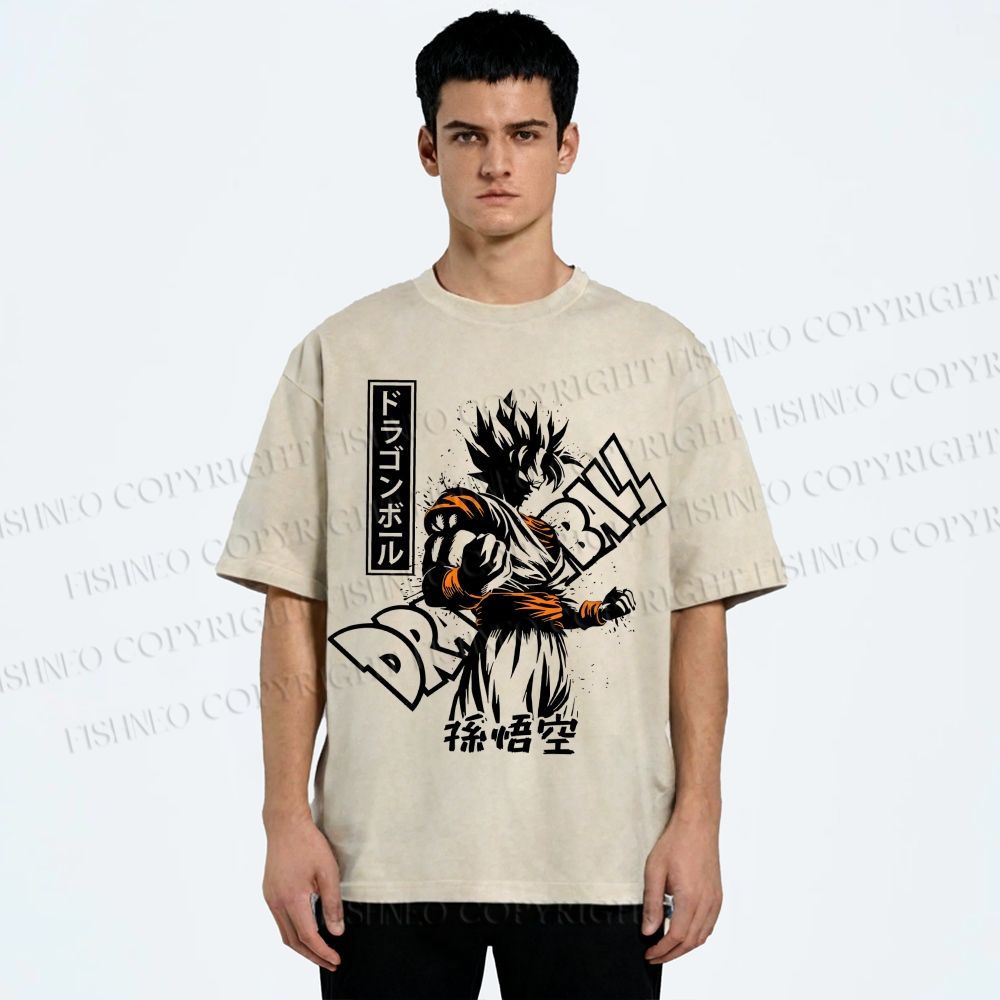 Unisex Dragon Ball Goku Printed Washed Tee