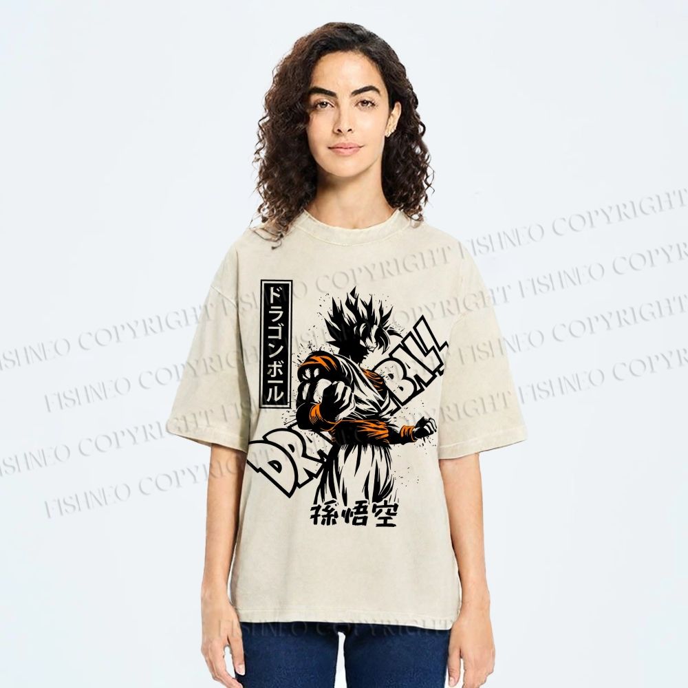 Unisex Dragon Ball Goku Printed Washed Tee