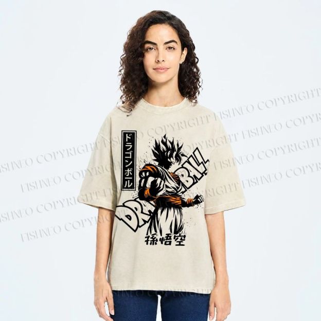 Unisex Dragon Ball Goku Printed Washed Tee