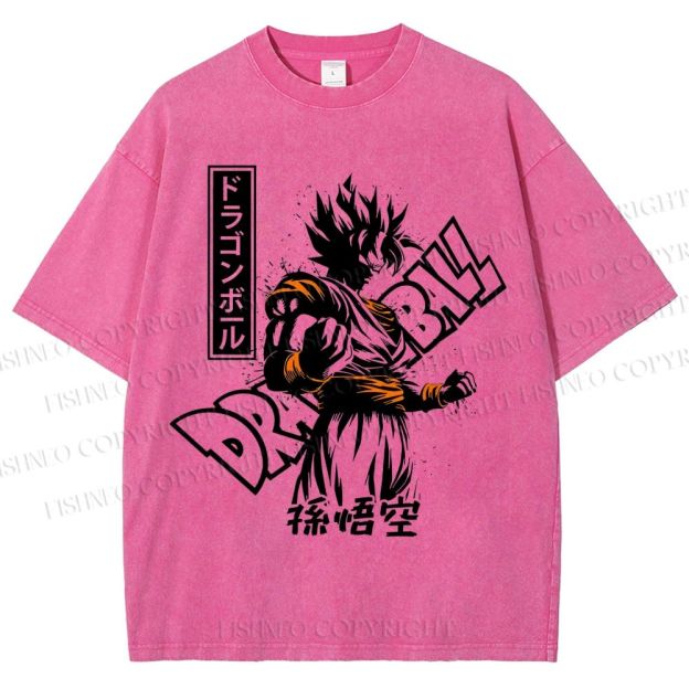 Unisex Dragon Ball Goku Printed Washed Tee
