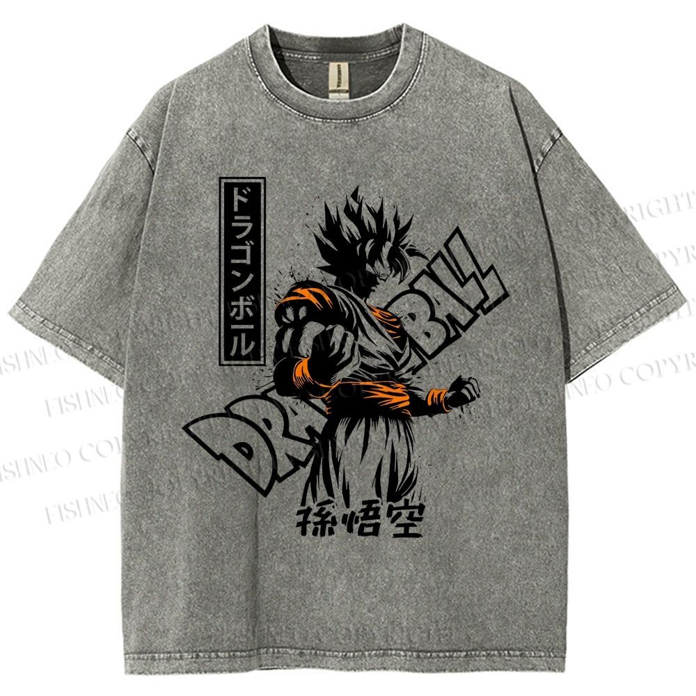 Unisex Dragon Ball Goku Printed Washed Tee