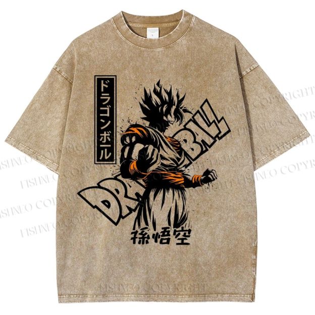 Unisex Dragon Ball Goku Printed Washed Tee