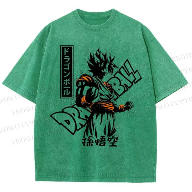 Unisex Dragon Ball Goku Printed Washed Tee