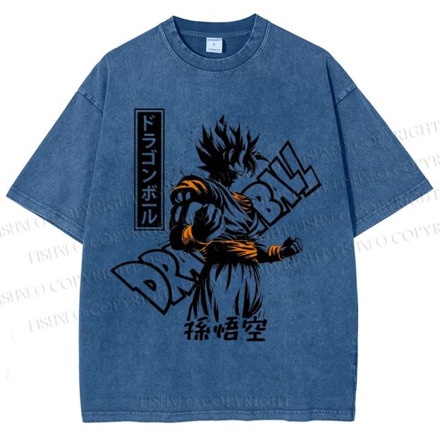 Unisex Dragon Ball Goku Printed Washed Tee