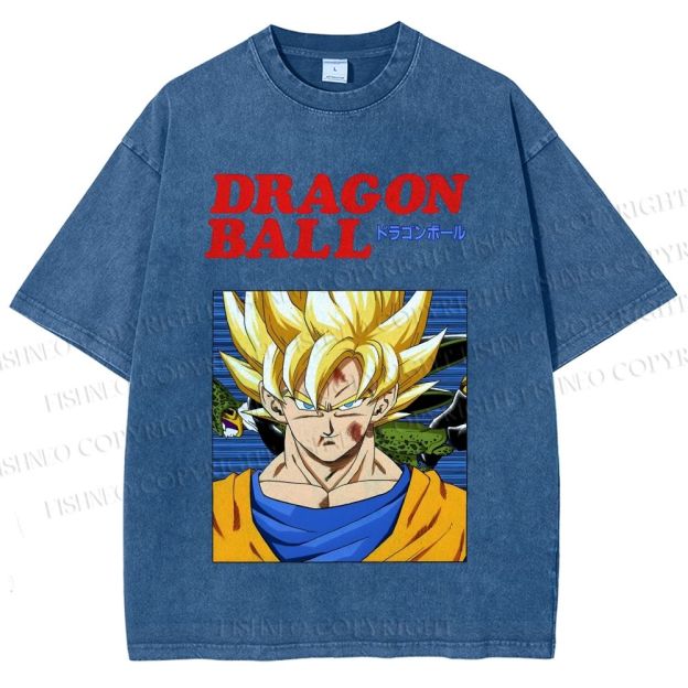 Unisex Dragon Ball Goku Printed Washed Tee