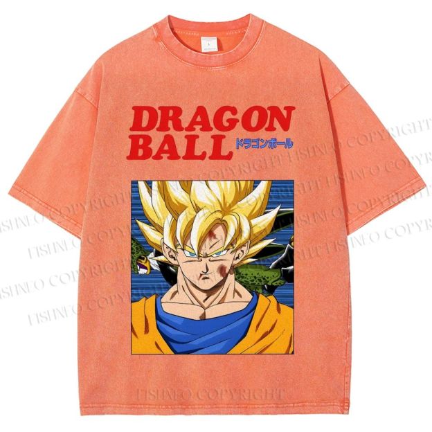 Unisex Dragon Ball Goku Printed Washed Tee