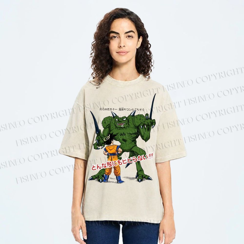 Unisex Dragon Ball Goku Monsters Printed Washed Tee
