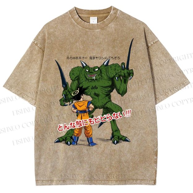 Unisex Dragon Ball Goku Monsters Printed Washed Tee