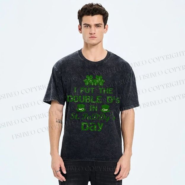 Unisex I Put The Double D's In St. PaDDy's Day Printed Washed Tee
