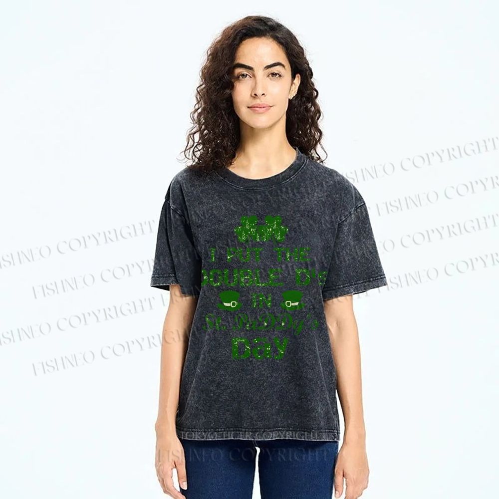 Unisex I Put The Double D's In St. PaDDy's Day Printed Washed Tee