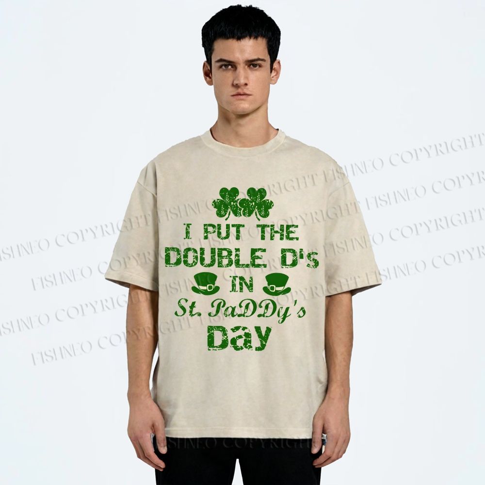 Unisex I Put The Double D's In St. PaDDy's Day Printed Washed Tee