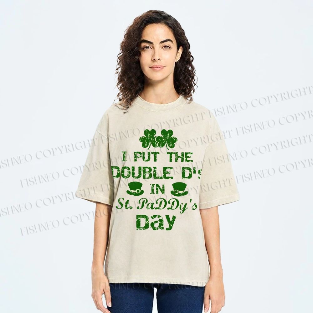 Unisex I Put The Double D's In St. PaDDy's Day Printed Washed Tee