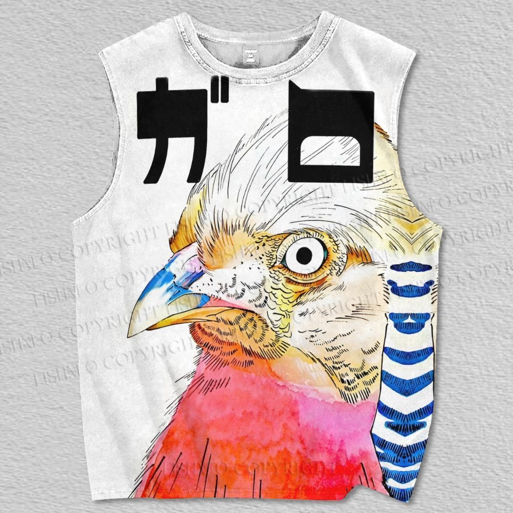 Unisex Japanese Bird Printed Tank Top