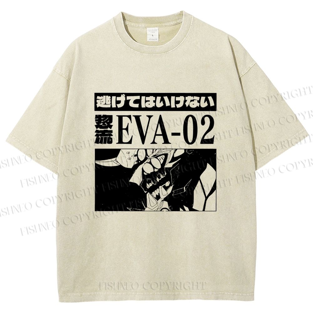 Unisex Neon Genesis Evangelion Unit 02 Printed Washed Tee